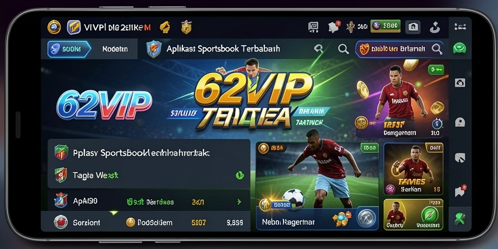 Tampilan utama aplikasi 62VIP dengan fitur taruhan olahraga.