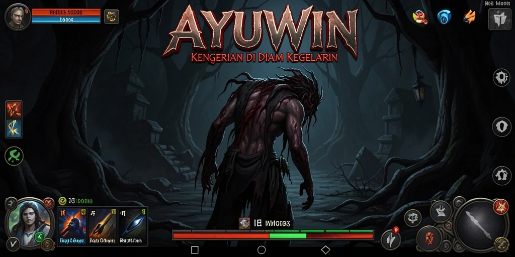 Screenshot menampilkan suasana mencekam di dalam game AYUWIN.