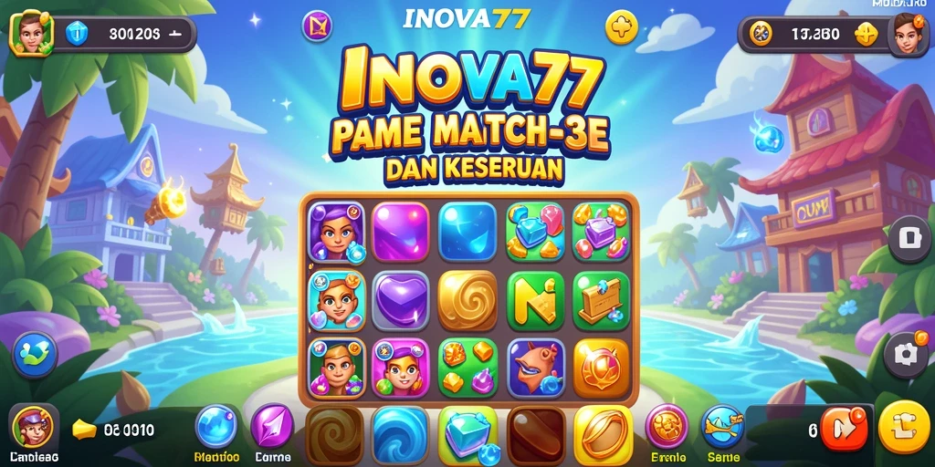 Tangkapan layar gameplay yang seru dan penuh warna di INOVA77.