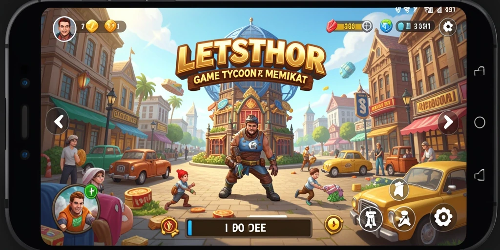 Tangkapan layar utama LETSTHOR menampilkan pengalaman gameplay seru dalam membangun kerajaan bisnis.