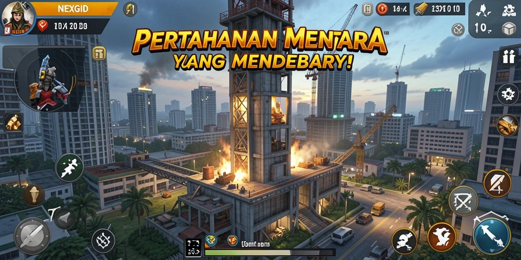 Gameplay menara pertahanan seru dengan berbagai strategi.
