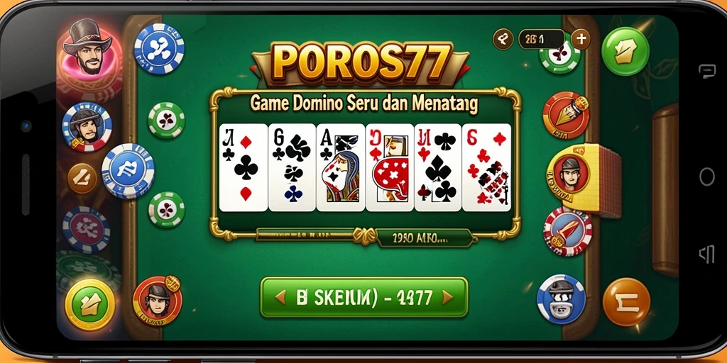 Screenshot gameplay seru dari POROS77 yang menunjukkan aksi Domino.