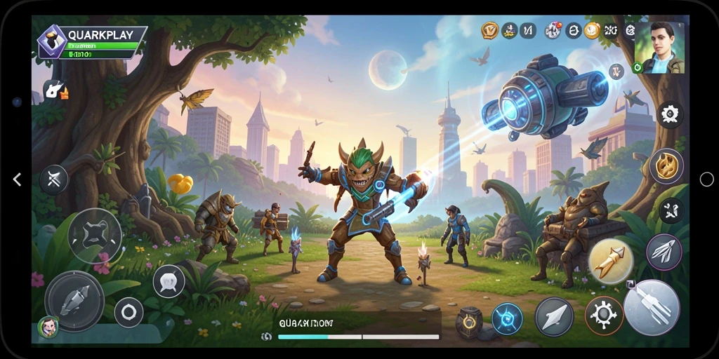 Screenshot menampilkan gameplay imersif di dunia simulasi QUARKPLAY.