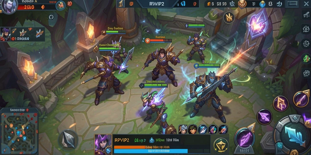 Tampilan screenshot RPVIP2 menunjukkan pertarungan tim yang seru dan strategis.