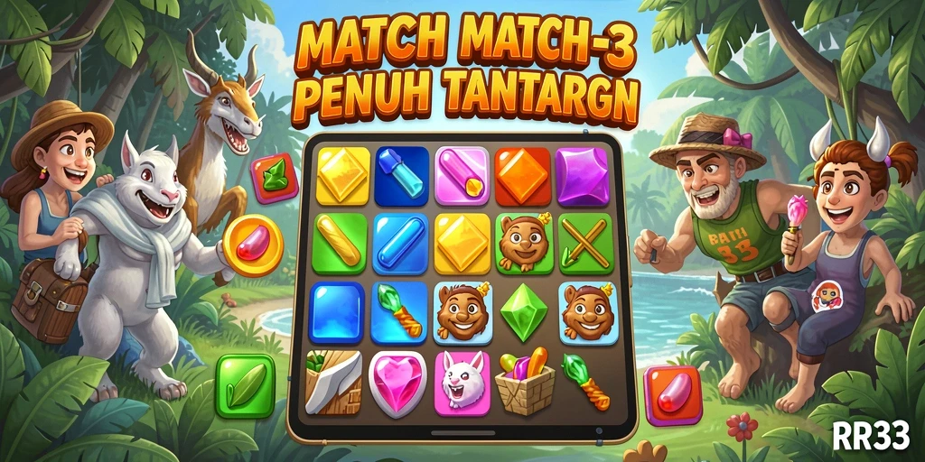 Tampilan gameplay RR33 yang seru dengan tantangan Match-3.
