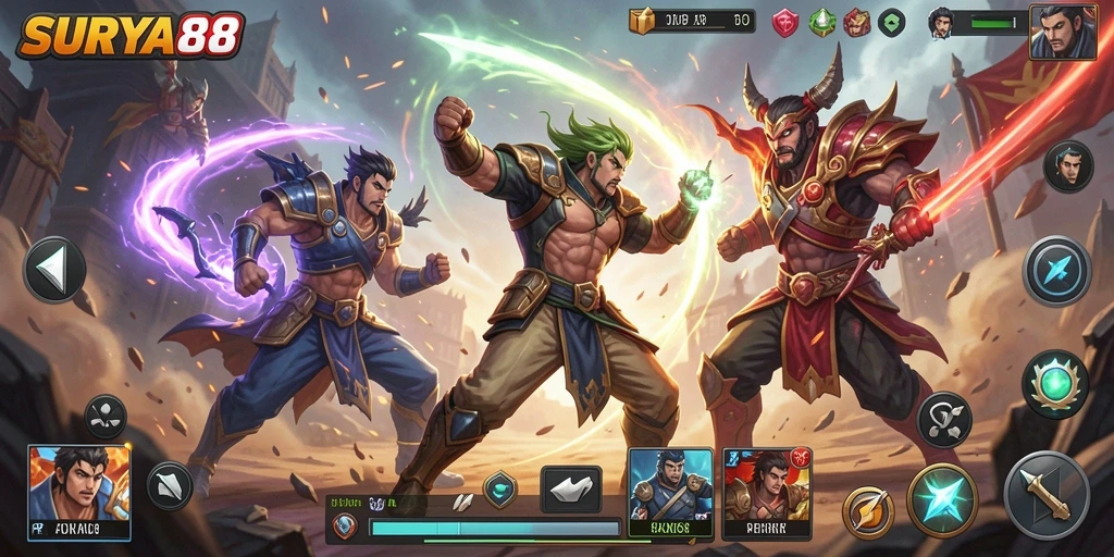 Gameplay mendebarkan dalam pertarungan epik dengan karakter unik.