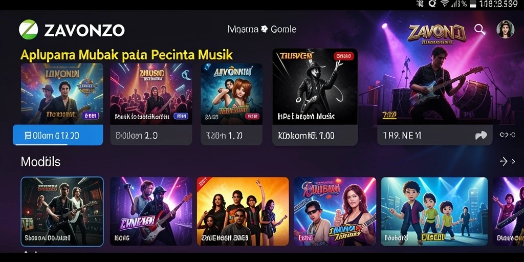 Tampilan gameplay ZAVONZO menampilkan pengguna berinteraksi dengan musik.